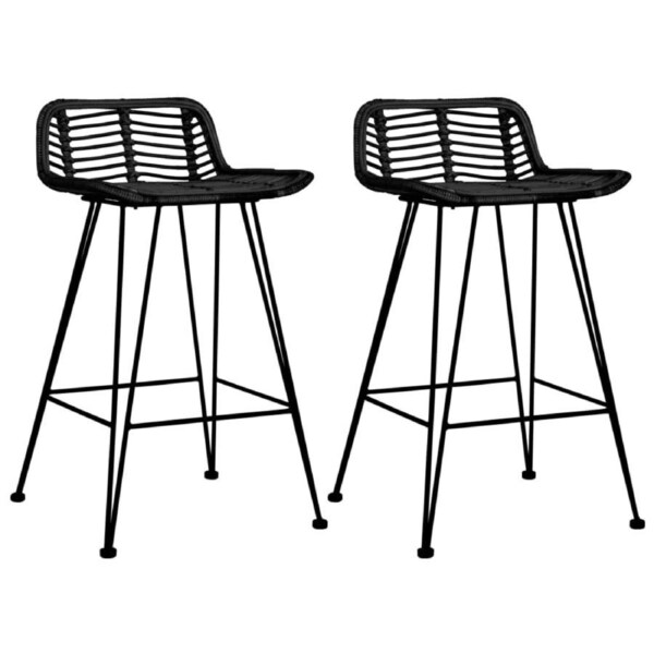 Bar Chairs 2 pcs Black Rattan vidaXL