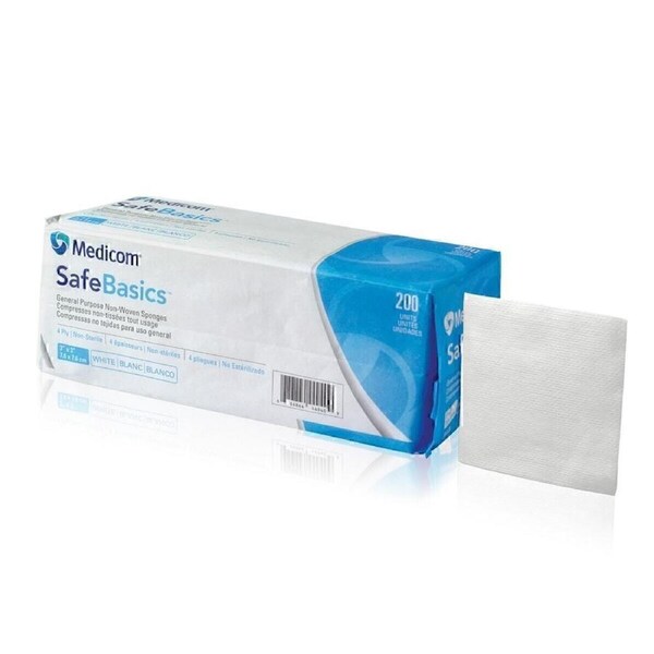 Medicom Safe Basics Non Woven Sponges 7.6cm 4 Ply Non Sterile Cotton Pad 200pcs