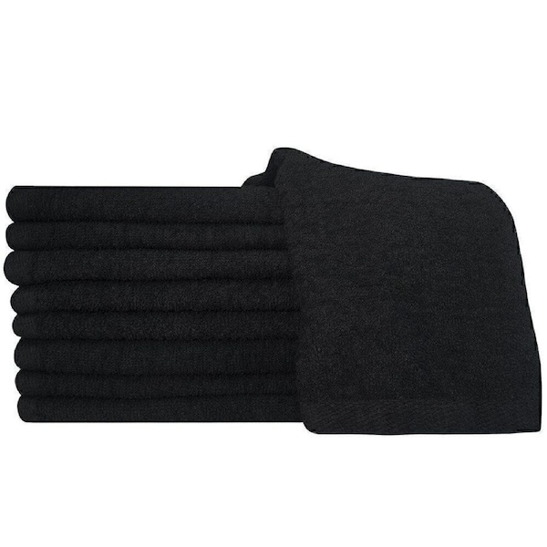 Partex - Nails Foot Pedicure 100% Cotton Black Towels Large Barber Salon - 12pcs