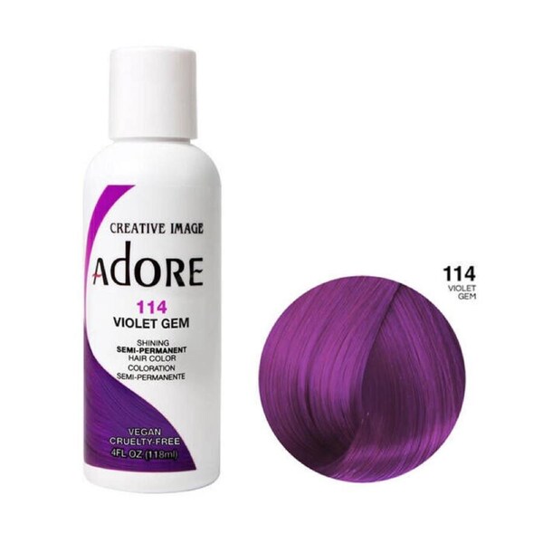 Adore Semi Permanent Hair Color Colouring Cream 114 Violet Gem 118ml