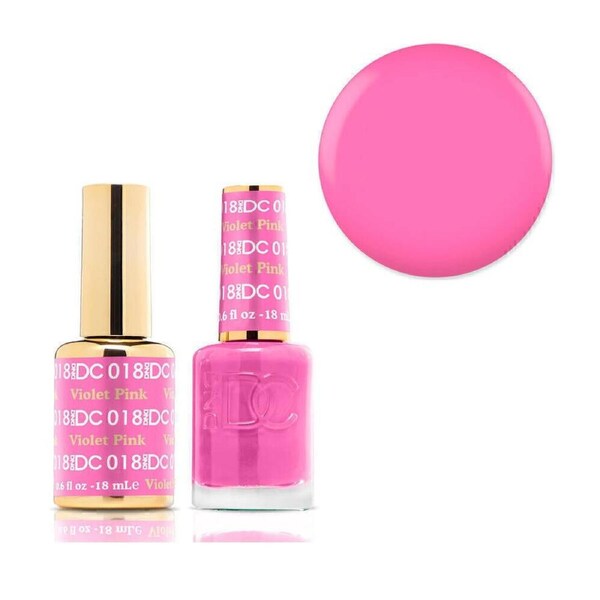 DND 018 Violet Pink - DC Collection Nail Gel & Lacquer Polish Duo 18ml