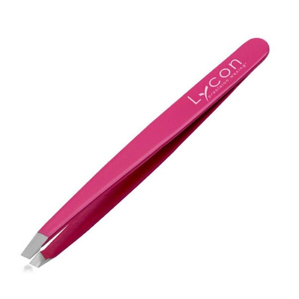Lycon Precision Slanted Tip Eyebrow Stainless Steel Hair Tweezer Pink