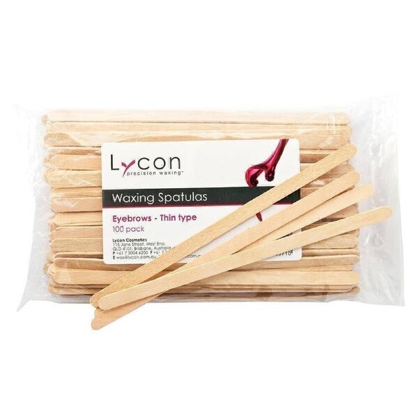 Lycon Disposable Waxing Spatula Tongue Depressors 100 Pack Eyebrows Thin Type