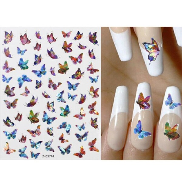 Holographic 3D Laser Butterfly Nail Art Stickers Butterflies Decal Z-D3714