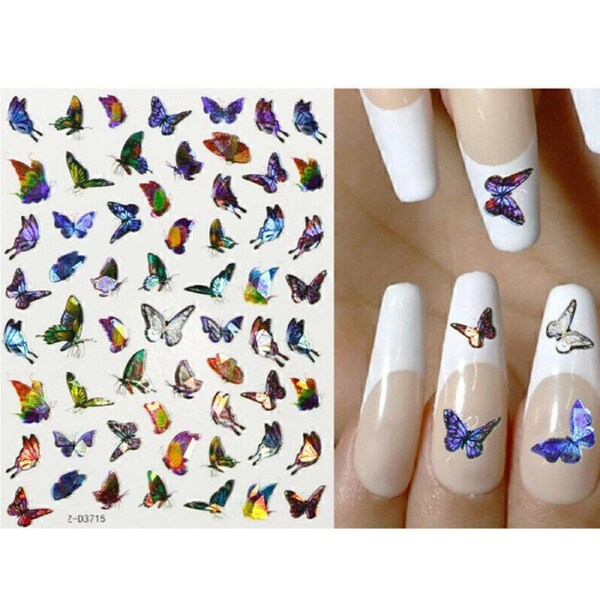 Holographic 3D Laser Butterfly Nail Art Stickers Butterflies Decal Z-D3715
