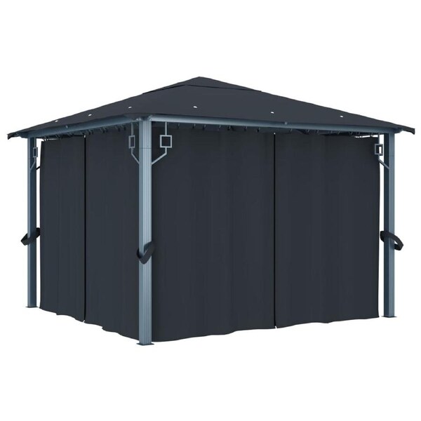 Gazebo with Curtain 300x300 cm Anthracite Aluminium vidaXL