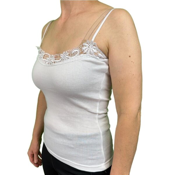 Womens Camisole Top Cami Strap Top Singlet Summer Basic Tank Shirt Natural / 14-16