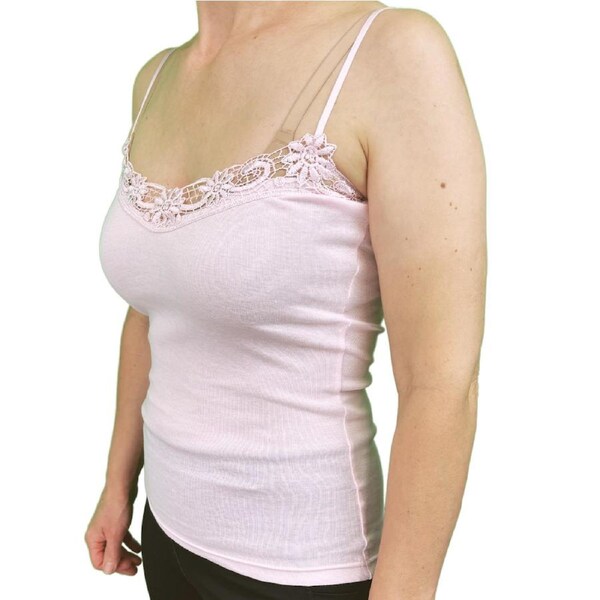 Womens Camisole Top Cami Strap Top Singlet Summer Basic Tank Shirt Pink / 18-20
