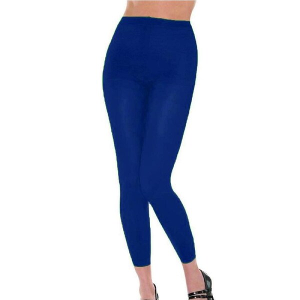 FOOTLESS TIGHTS Ladies Fluro Colourful Dance Hosiery Womens Stockings Blue