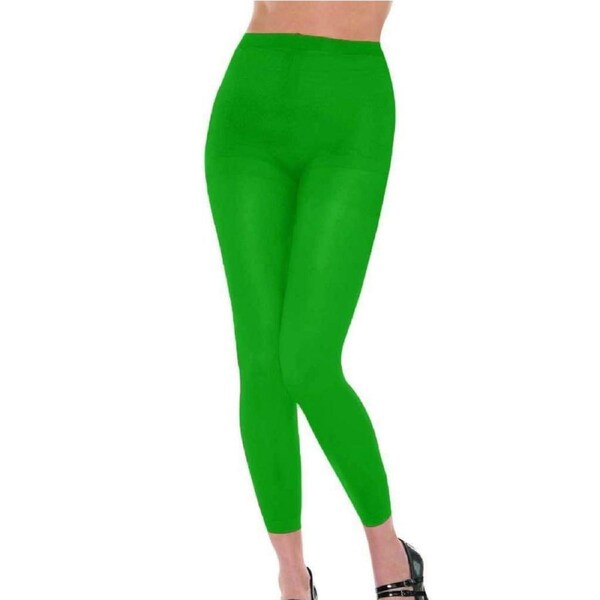 FOOTLESS TIGHTS Ladies Fluro Colourful Dance Hosiery Womens Stockings Green