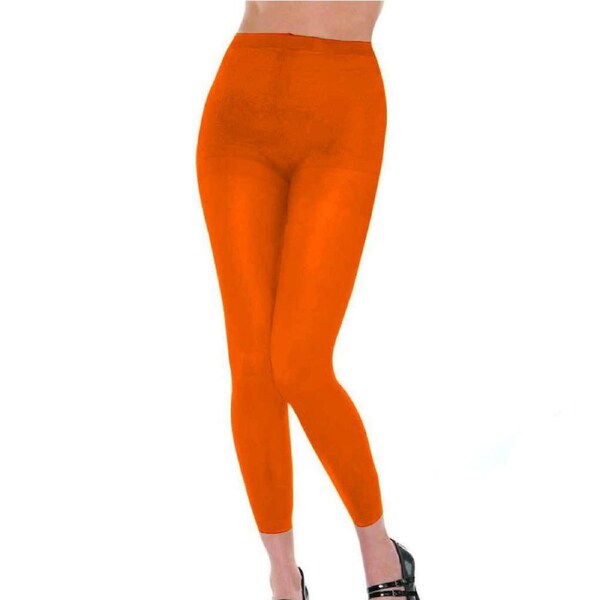 FOOTLESS TIGHTS Ladies Fluro Colourful Dance Hosiery Womens Stockings Orange