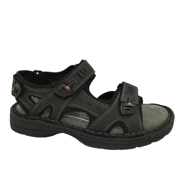HUSH PUPPIES SIMMER Mens Leather Adjustable Strap Comfort Sandals Shoes Black / 13 UK