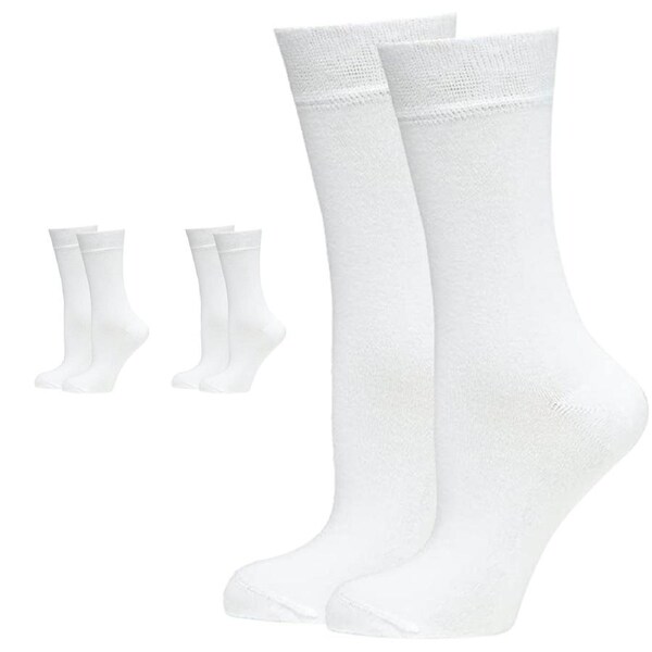 3 Pairs BAMBOO SOCKS Crew Natural Eco Healthy Enviro Unisex Work Business White / 6-11