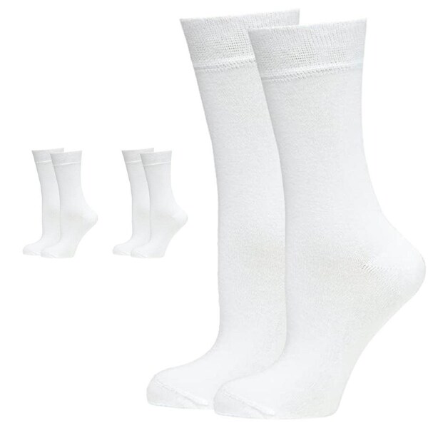 3 Pairs BAMBOO SOCKS Crew Natural Eco Healthy Enviro Unisex Work Business White / 11-14