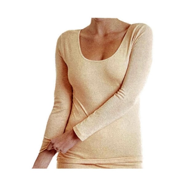 MERINO SKINS Womens Scoop Neck Long Sleeve Top Wool Warm Thermals - Skin XL (AUS 16)