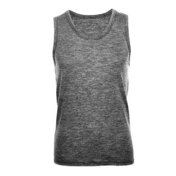 MERINO SKINS Mens Classic Round Neck Tank Singlet Thermal Top - Soft Grey S (91cm Chest)