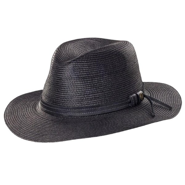 GOORIN BROTHERS Dawn Summer Braid Fedora Hat Cap Bros 100-9217 Wide Brim Black / L