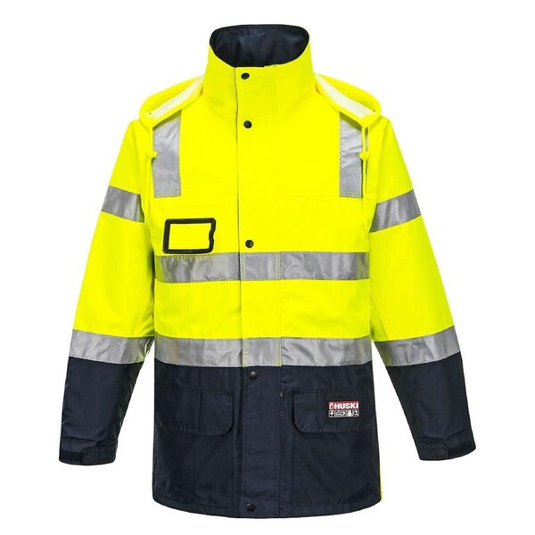HUSKI Transit Hi Vis Waterproof Jacket Industrial Workwear Reflective UPF 50+ Yellow / L (102cm)