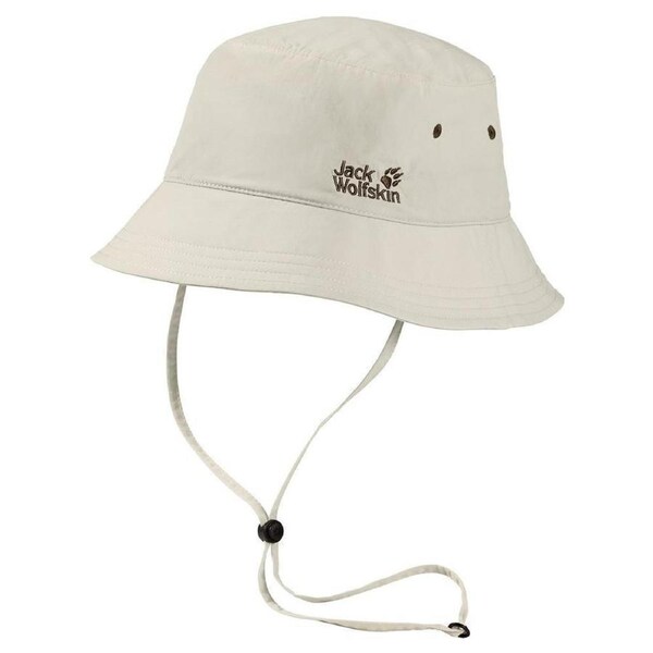 JACK WOLFSKIN Supplex Bucket Hat Sun Cap Floppy Fishing Camping - White Sand M