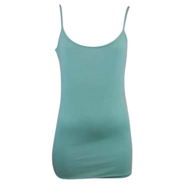 CAMISOLE TOP Long Cami Top Womens Singlet Summer Casual Wear Basic Tank Shirt Mint / XS