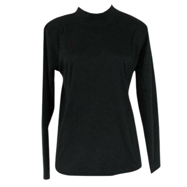 Ladies SKIVVY Turtle Neck Womens Long Sleeve Plain Top Skivvies Warm Charcoal Marle / X-Small
