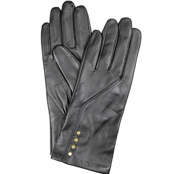 DENTS Womens Leather Gloves with Fleece Lining Warm Winter - Black X-Large