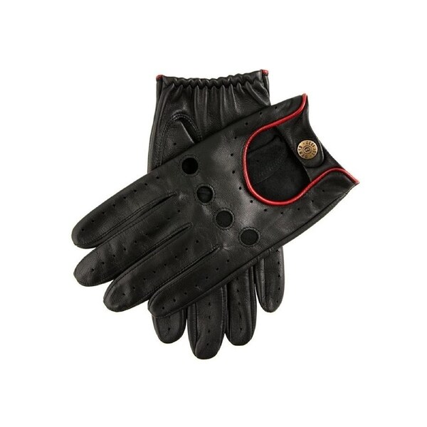 DENTS Mens Delta Classic Leather Driving Gloves - Black/Berry X-Large