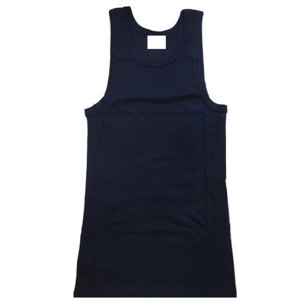 Mens PLAIN SINGLET 100% Cotton Blank Slim Tank Top Gym Basic Casual S-3XL Navy / M