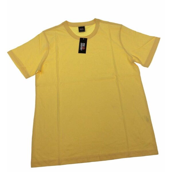 Mens Plain T Shirt 100% COTTON Loose Baggy Fit Blank Tee Top Basic T-Shirt Yellow / S