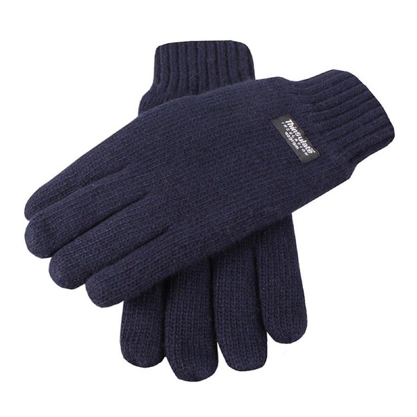 DENTS Mens 100% Wool Knit Gloves With Elasticated Rib Knit Cuff & 3M Thinsulate Lining Large
