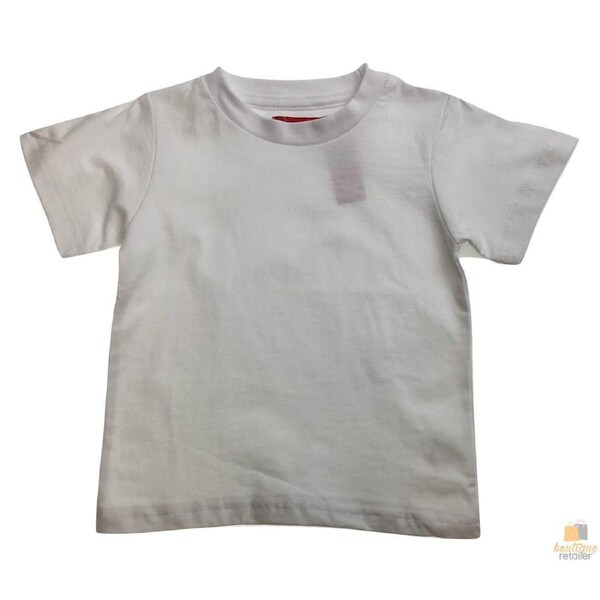 TODDLER PLAIN T SHIRT 100% COTTON Basic Blank Tee Top Teen Teenager Crew Kids White / 0