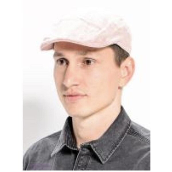 Stetson Mens Medison Linen Stripe Flat Cap Ivy Golf - Red 57cm