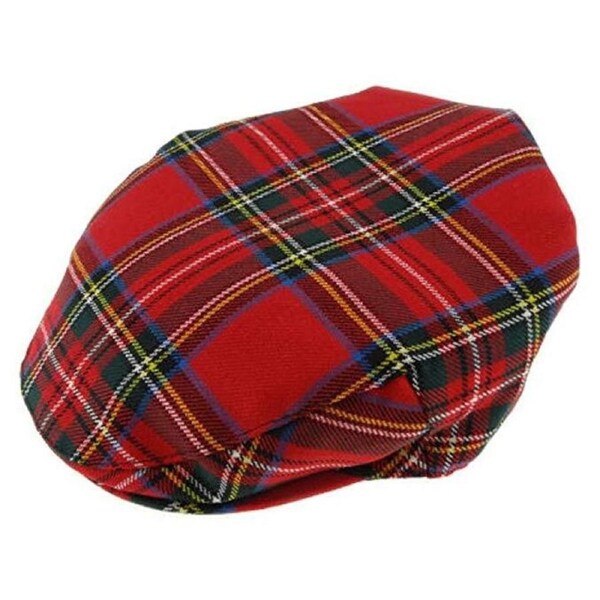Stratford England Tartan Flat Hat Wool Country Driving Fishing Cap Linney Royal Stewart / S