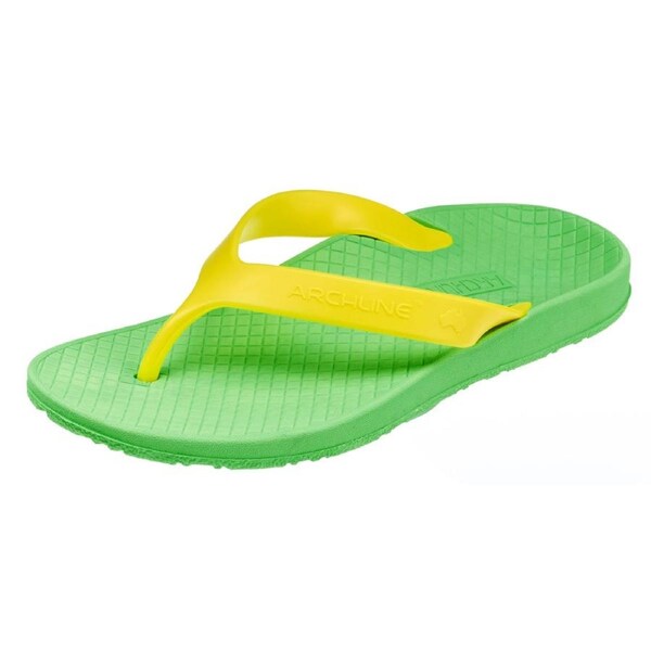 ARCHLINE Flip Flops Orthotic Thongs Arch Support Shoes Footwear Green/Gold / EUR 35