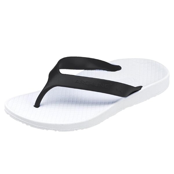 ARCHLINE Flip Flops Orthotic Thongs Arch Support Shoes Footwear White/Black / EUR 34