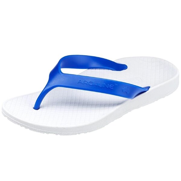 ARCHLINE Flip Flops Orthotic Thongs Arch Support Shoes Footwear White/Blue / EUR 35