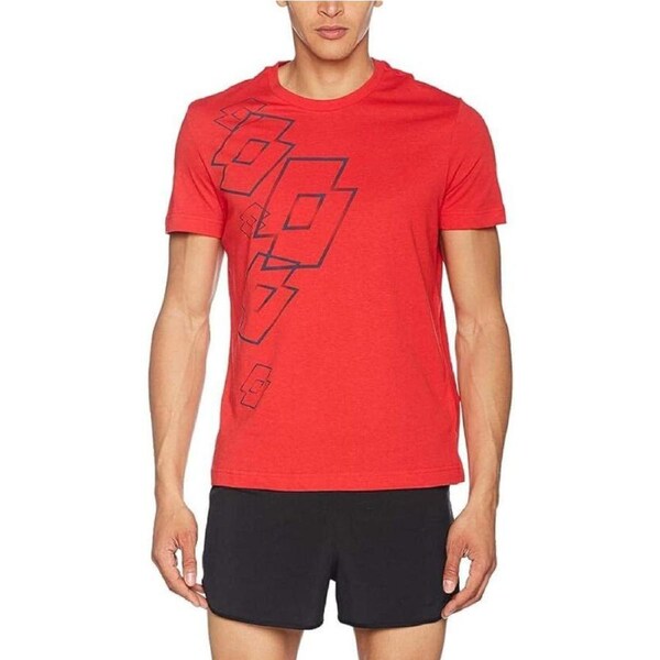 Lotto Mens Losanga Tee Shirt Soccer Tennis Sport - Red L