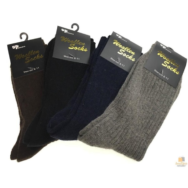 2 Pairs WOOL BLEND SOCKS Mens Soft Dress Thick Work Thermal Warm Cushion Foot 6-11