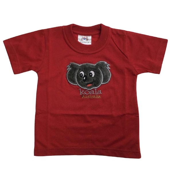 Kids KOALA AUSTRALIA T Shirt Tee Souvenir Gift Childrens Child 100% Cotton Top Red / 1