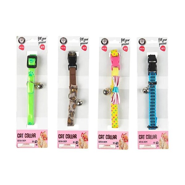 4x Adjustable Cat Collar w Bell 18-28CM Pet Kitty Dog Puppy Neck Tag Strap Band