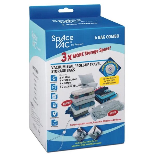 Space Vac Vacuum Storage Bag Seal Compressing Organizer Clothes - 6 Pack