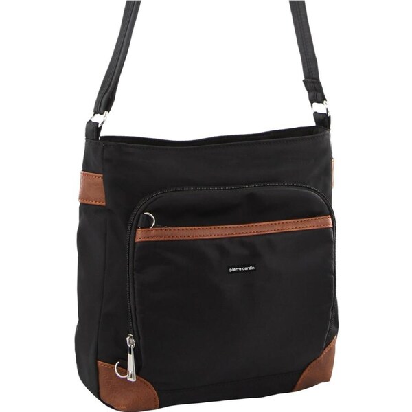 Pierre Cardin Nylon Cross Body Bag Slash Proof Shoulder Anti-Theft in Black