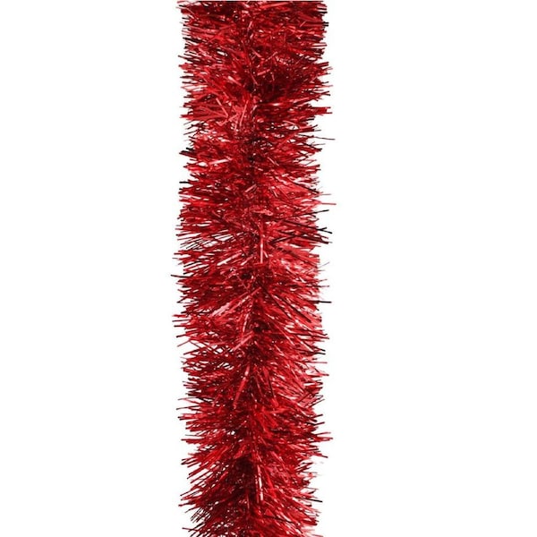 25m RED Christmas Tinsel RED 75mm wide
