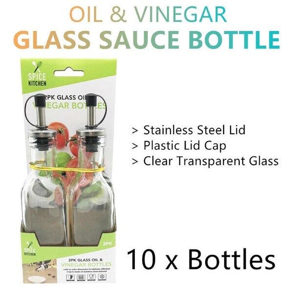 10x Glass Sauce Bottle Condiment Oil Vinegar Salad Dressing Fridge Microwave