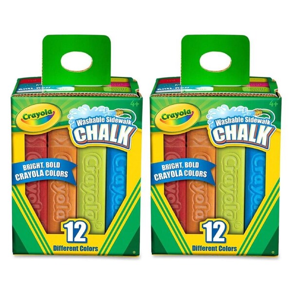 2x 12PK Crayola Washable Coloured Sidewalk Chalk Drawing Art/Craft Draw Kids 4y+