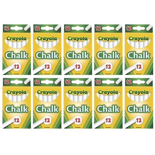 5x 12PK Crayola Drawing White Chalk Sticks Draw Art/Craft School 4y+ Kids/Child