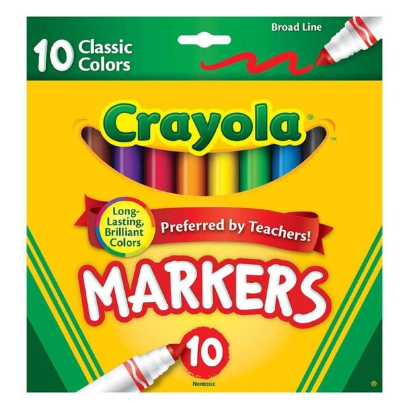 10PK Crayola Classic Broadline Markers Drawing Colouring Pen Kids 3y+ Art/Craft