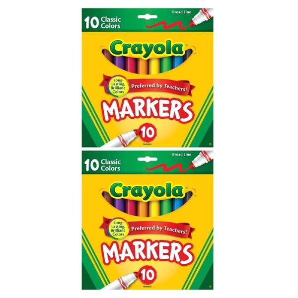 2x 10PK Crayola Classic Broadline Colouring Markers Drawing Kids 3y+ Art/Craft