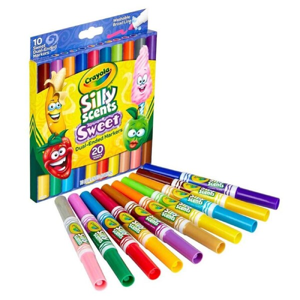 10PK Crayola Silly Scents Dual-Ended Heads Washable Coloured Markers Art/Craft