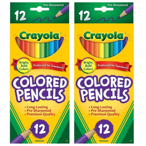 2x 12PK Crayola Full Sized Coloured Pencils Drawing Colouring Art/Craft Kids 3y+